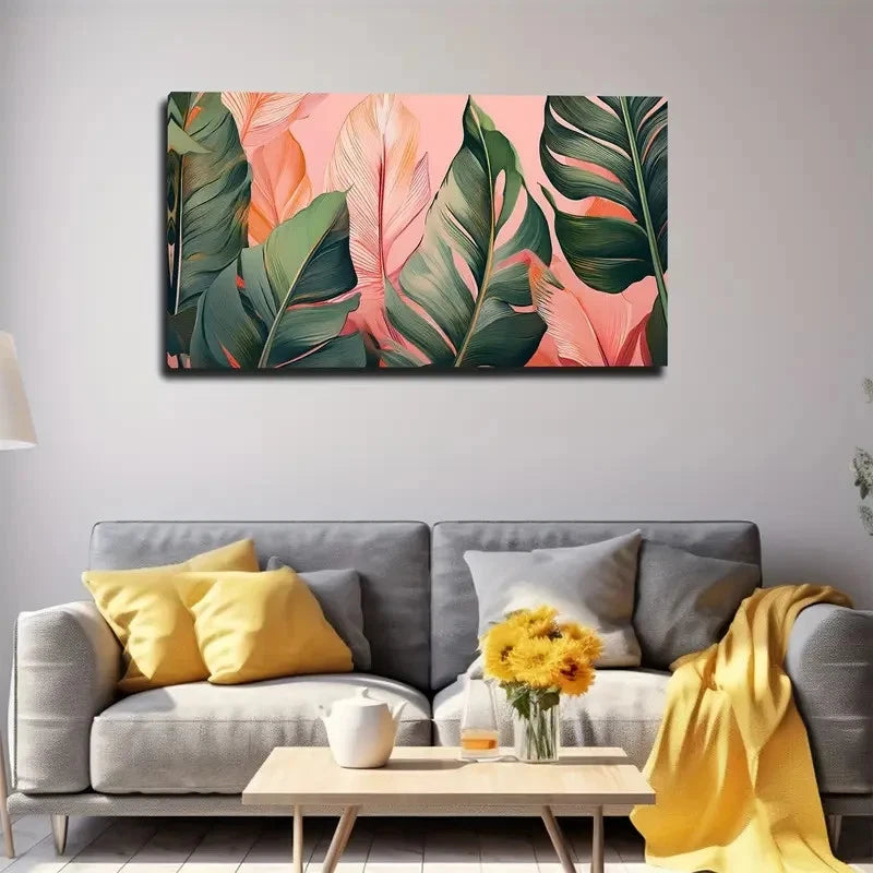 Green Banana Leave Wall Art Canvas Office Home Room Framed 120x60cm