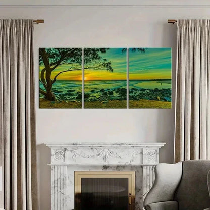 3pcs Beach Sunset Seaside Natural Landscape Wall Art Canvas Unframed - High Quality Print 100% Australian Made Wall Canvas - Bella Home Decor