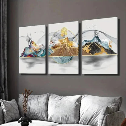 3pcs Featuring Elk Money Tree And Mountains Wall Art Set Canvas Framed 50x70cm - High Quality Print 100% Australian Made Wall Canvas Ready to Hang