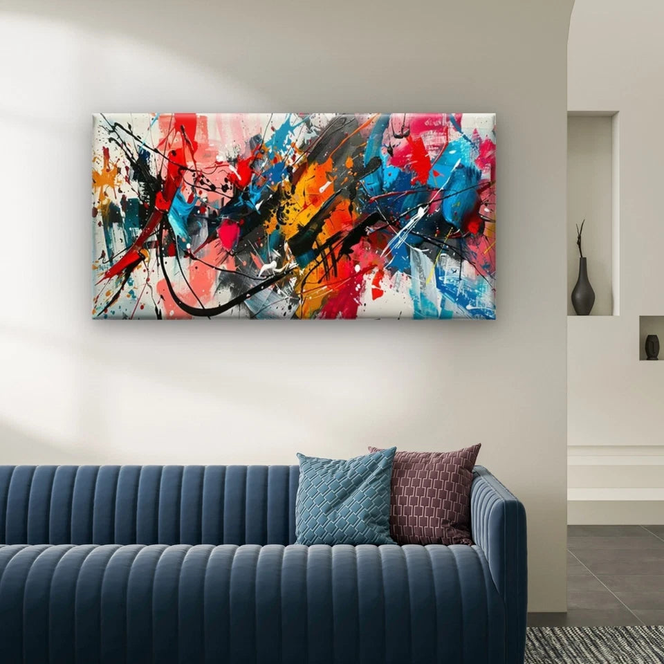 Vibrant Color Spray Wall Art Canvas Office Home Room Framed 120x60cm