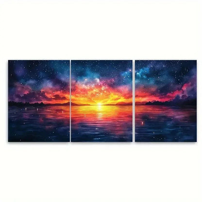 3pcs Starry Night Sky Reflected FG Wall Art Set Canvas Framed 40x60cm - High Quality Print 100% Australian Made Wall Canvas Ready to Hang