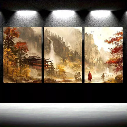 3pcs Chinese Traditional Painting Canvas Framed 40x60cm - High Quality Print 100% Australian Made Wall Canvas Ready to Hang - Bella Home Decor