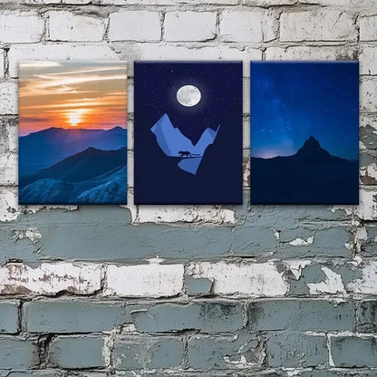 3pcs Sunrise & Nighttime Adventure Perfect Wall Art Set Canvas Framed 50x70cm - High Quality Print 100% Australian Made Wall Canvas Ready to Hang - Bella Home Decor