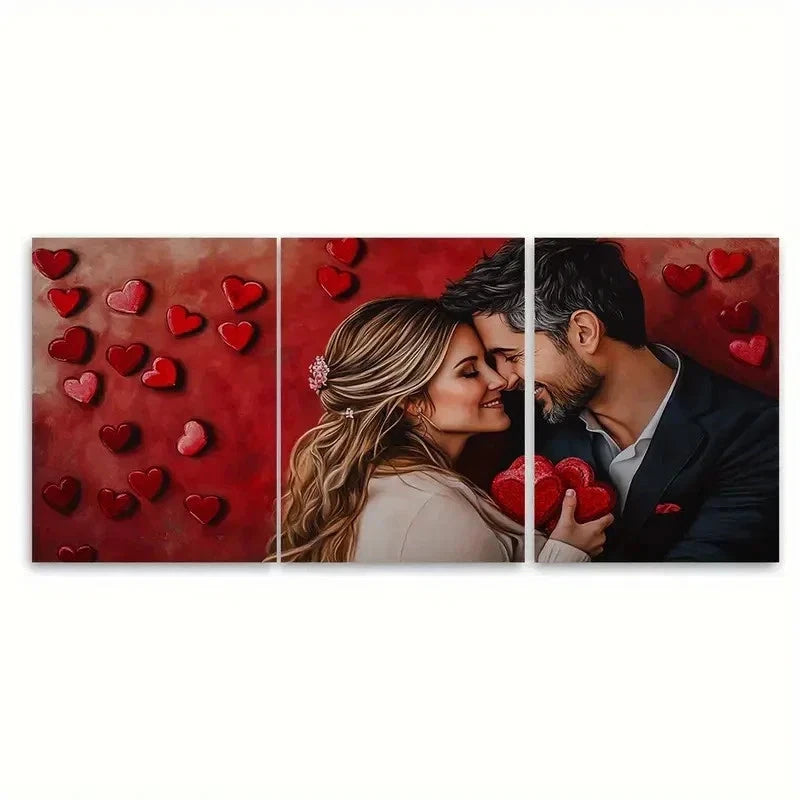 3pcs Valentine'S Present ER    Wall Art Set Canvas Framed 50x70cm - High Quality Print 100% Australian Made Wall Canvas Ready to Hang
