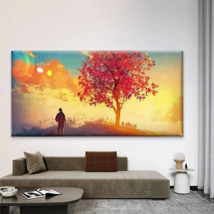 Minimalist Sunset Landscape Wall Art Canvas Office Home Room Framed 120x60cm