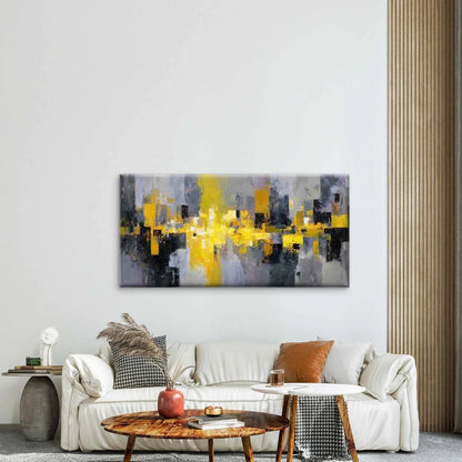 Abstract Featuring Bold Yellow Wall Art Canvas Office Home Room Framed 120x60cm - Bella Home Decor
