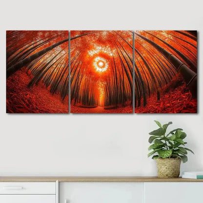 3pcs Autumn Forest Spiraling Down Red Perfect Wall Art Canvas Unframed - High Quality Print 100% Australian Made Wall Canvas - Bella Home Decor