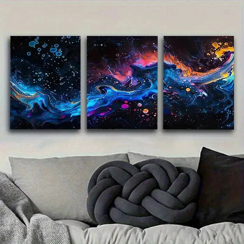 3pcs Cosmic Galaxy Art Print Vintage Wall Art Set Canvas Framed 40x60cm - High Quality Print 100% Australian Made Wall Canvas Ready to Hang - Bella Home Decor