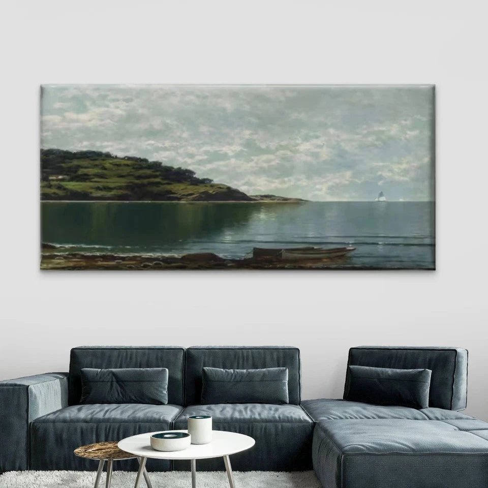 Boats & Island Seascape Wall Art Canvas Office Home Room Framed 120x60cm