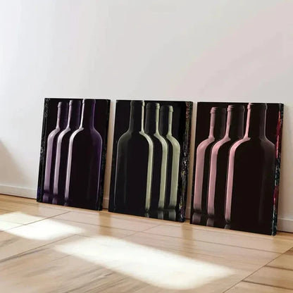 3pcs Alcohol Art Wine Bottles Painted Abstract Wall Art Canvas Unframed - High Quality Print 100% Australian Made Wall Canvas - Bella Home Decor