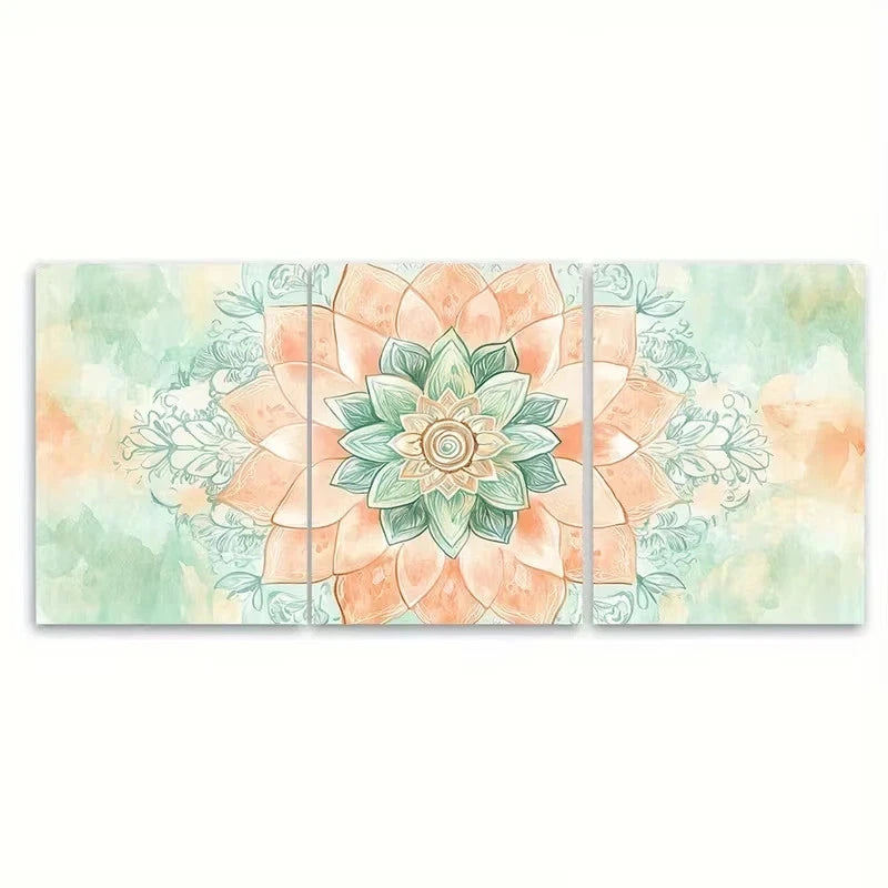 3pcs Palette of Peach, Mint Green Wall Art Set Canvas Framed 40x60cm – High Quality Print 100% Australian Made Wall Canvas Ready to Hang