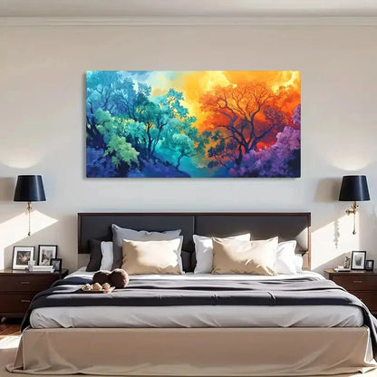 Surreal Vibrant Abstract Forest Wall Art Canvas Office Home Room Framed 120x60cm - Bella Home Decor