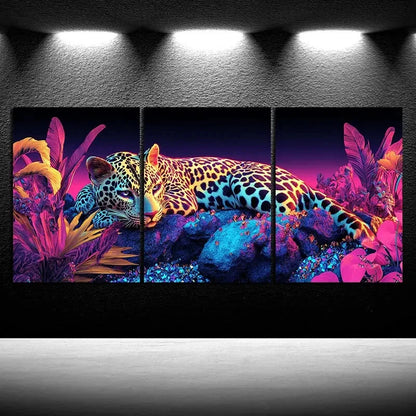 3pcs The Leopard Pink Themed Jungle Metal Print Ready to Hang Art - Bella Home Decor