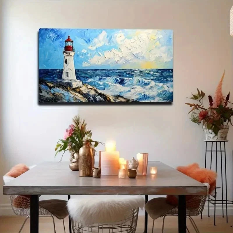 Seascape With Sky & Ocean Waves Wall Art Canvas Office Home Room Framed 120x60cm