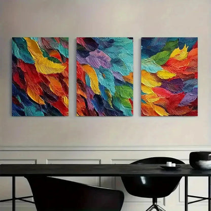 3pcs Painting of Colorful Leaves Wall Painting Metal Print Ready to Hang Art - Bella Home Decor