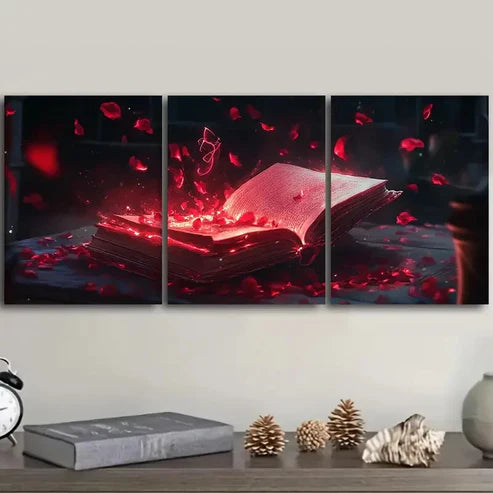 3pcs Red Grimoire Red Darkness Black Perfect Wall Art Set Canvas Unframed - High Quality Print 100% Australian Made Wall Canvas