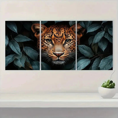 3pcs Leopard Animal Decor Wall Art Set Canvas Framed 40x60cm - High Quality Print 100% Australian Made Wall Canvas Ready to Hang