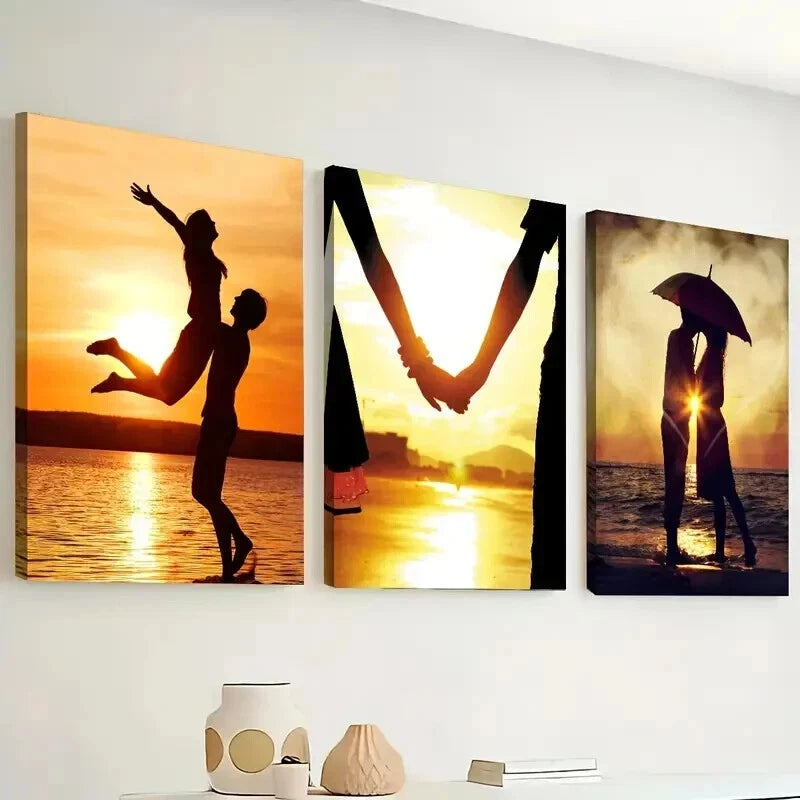 3pcs Depicting a Sunset Beach Scene Perfect Wall Art Set Canvas Framed 60x90cm - High Quality Print 100% Australian Made Wall Canvas Ready to Hang - Bella Home Decor