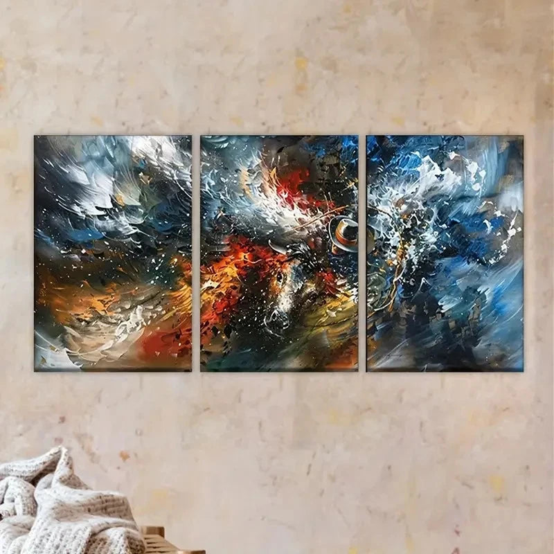3pcs Black and White Abstract Painting Wall Art Set Canvas Framed 60x90cm - High Quality Print 100% Australian Made Wall Canvas Ready to Hang - Bella Home Decor