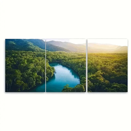 3pcs Daintree Rainforest Mossman Gorge Art  Wall Art Set Canvas Framed 50x70cm - High Quality Print 100% Australian Made Wall Canvas Ready to Hang - Bella Home Decor