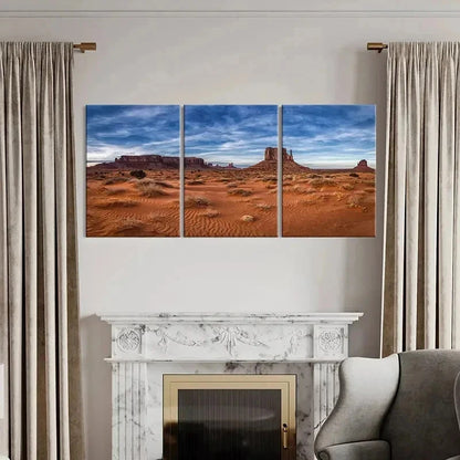 3pcs Monument Valley Landscape Decor Wall Art Set Canvas Framed 50x70cm - High Quality Print 100% Australian Made Wall Canvas Ready to Hang