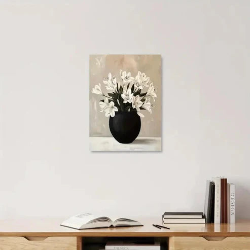 Beautiful Elegant White Lily Bouquet Painting 60x90cm Metal Print Ready to Hang