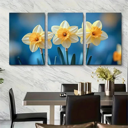 3pcs Daffodil Floral Décor Perfect Wall Art Set Canvas Framed 60x90cm - High Quality Print 100% Australian Made Wall Canvas Ready to Hang - Bella Home Decor