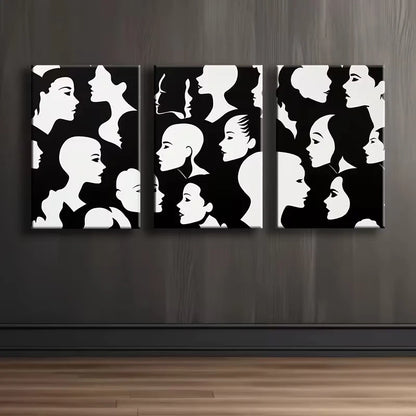 3pcs Luxurious Black and white face Wall Art Set Canvas Framed 40x60cm - High Quality Print 100% Australian Made Wall Canvas Ready to Hang