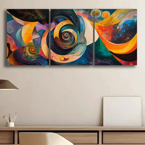 3pcs Colorful Abstract Painting Colorful Perfect Wall Art Set Canvas Unframed - High Quality Print 100% Australian Made Wall Canvas - Bella Home Decor