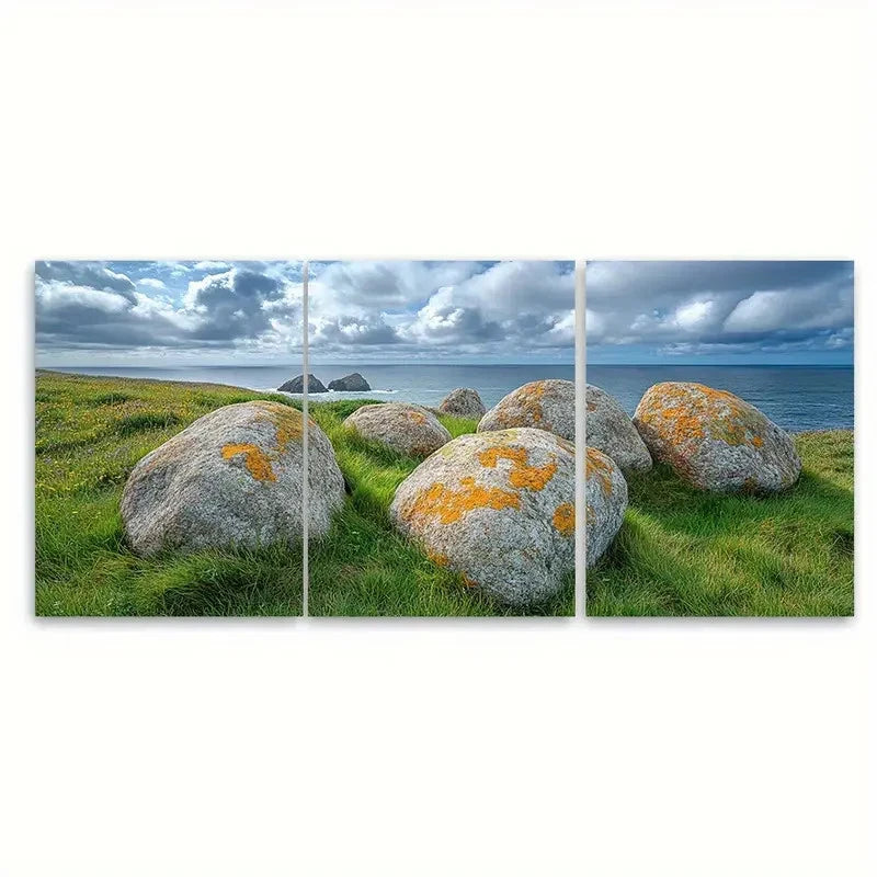 3pcs Sea Worn Boulders I near Lands End   Wall Art Set Canvas Framed 60x90cm - High Quality Print 100% Australian Made Wall Canvas Ready to Hang