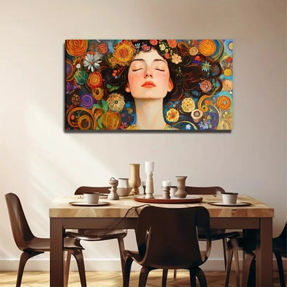 Beautiful Girl Head Portrait Wall Art Canvas Office Home Room Framed 120x60cm