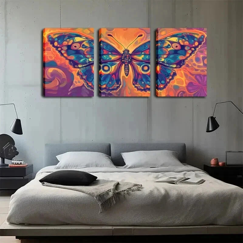 3pcs Abstract Butterfly Wing Design Perfect Wall Art Set Canvas Framed 60x90cm - High Quality Print 100% Australian Made Wall Canvas Ready to Hang - Bella Home Decor