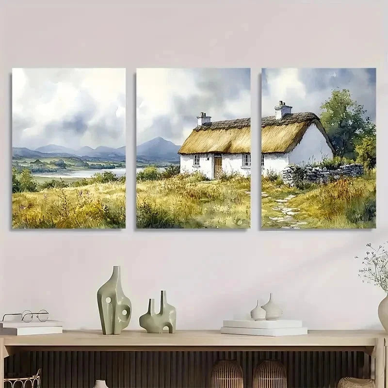 3pcs County Tupperware Landscape Perfect Wall Art Set Canvas Framed 50x70cm - High Quality Print 100% Australian Made Wall Canvas Ready to Hang - Bella Home Decor