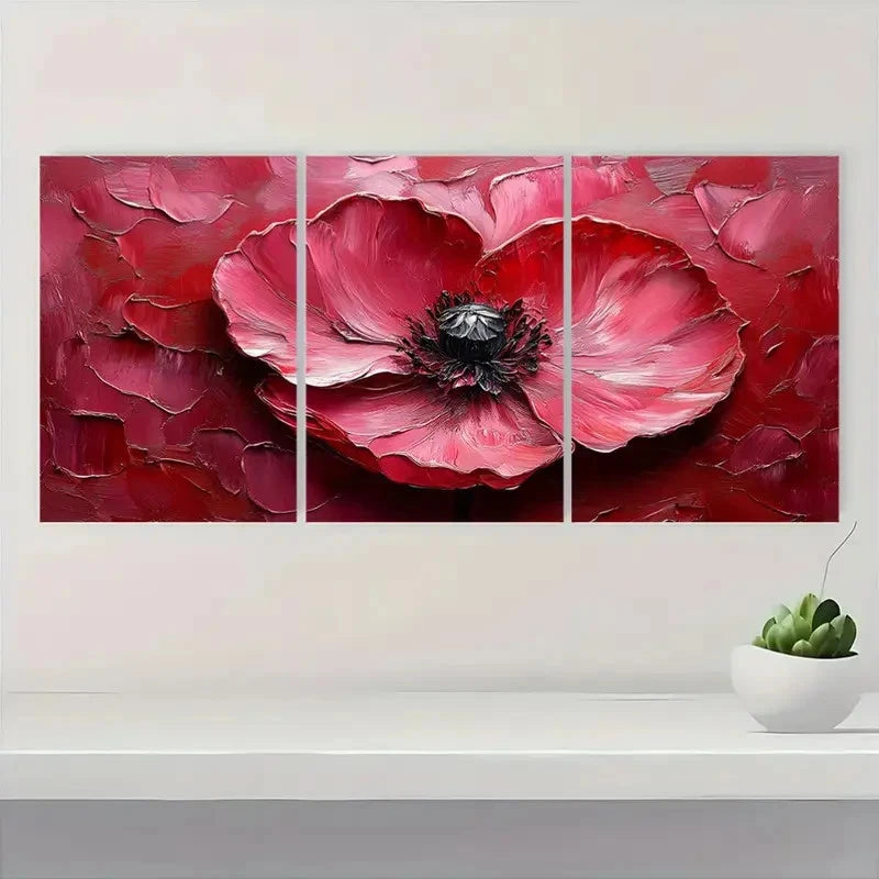 3pcs Flower Original Art Rose  RT   Wall Art Set Canvas Framed 60x90cm - High Quality Print 100% Australian Made Wall Canvas Ready to Hang - Bella Home Decor