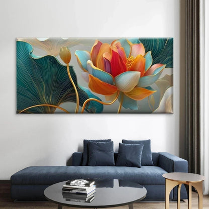 Lotus Flower Wall Art Canvas Office Home Room Framed 120x60cm