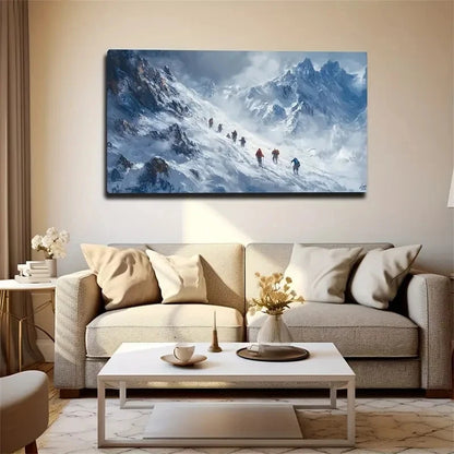 Brave Climbers Snowy Mountain Wall Art Canvas Office Home Room Framed 120x60cm