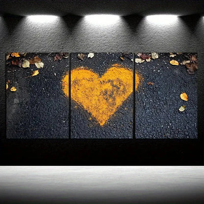3pcs Love Made of Leaves Black Themed Metal Print Ready to Hang Art - Bella Home Decor