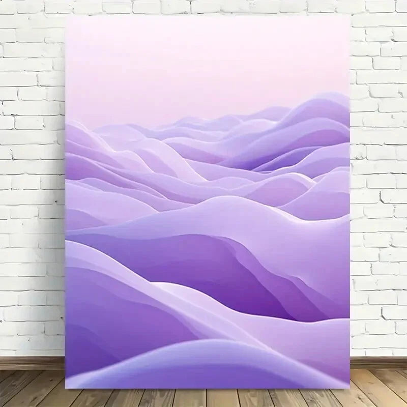 Beautiful Abstract Purple Waves Painting 40x60cm Metal Print Ready to Hang - Bella Home Decor