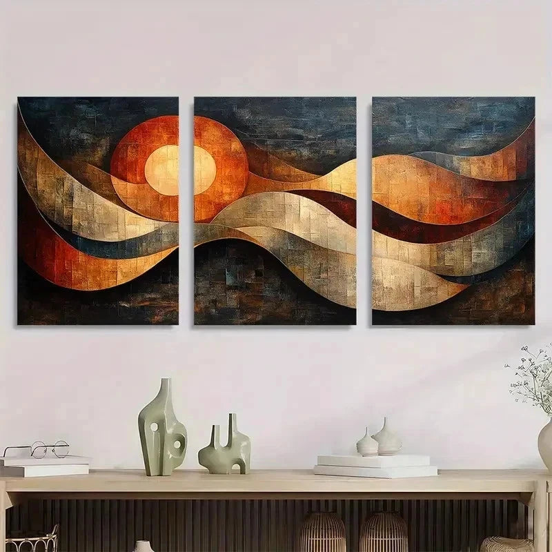 3pcs Abstract Geometric Modern Décor Perfect Wall Art Set Canvas Framed 50x70cm - High Quality Print 100% Australian Made Wall Canvas Ready to Hang - Bella Home Decor