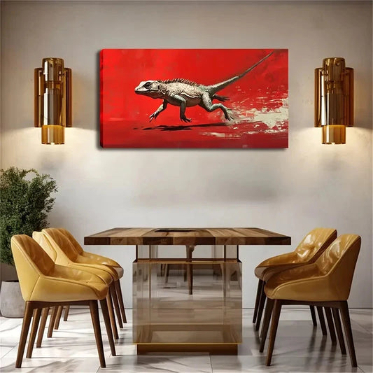 Minimalist Abstract Lizard Wall Art Canvas Office Home Room Framed 120x60cm