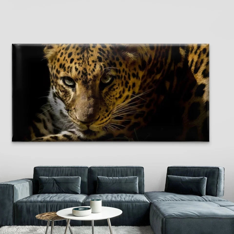 Leopard Face Jungle Animal Wall Art Canvas Office Home Room Framed 120x60cm