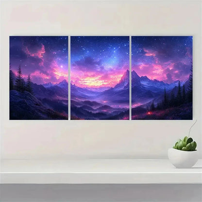 3pcs Starry Night Sky Fine Art Print  TR   Wall Art Set Canvas Framed 60x90cm - High Quality Print 100% Australian Made Wall Canvas Ready to Hang - Bella Home Decor