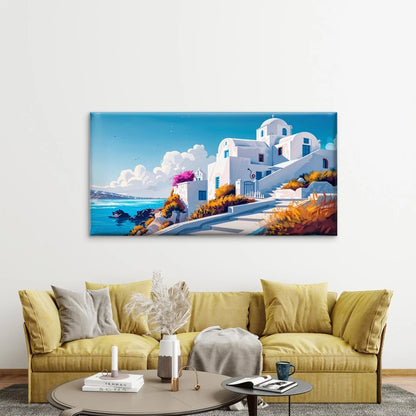 Oia, Santorini Island, Greece Wall Art Canvas Office Home Room Framed 120x60cm