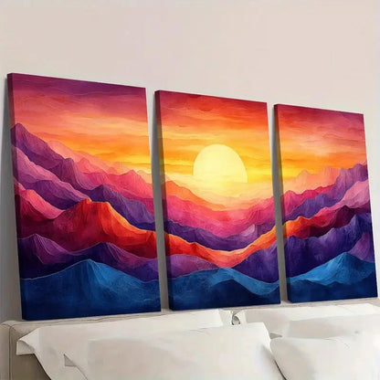 3pcs Sunset Scene for Cozy and Stylish   Wall Art Set Canvas Framed 50x70cm - High Quality Print 100% Australian Made Wall Canvas Ready to Hang - Bella Home Decor