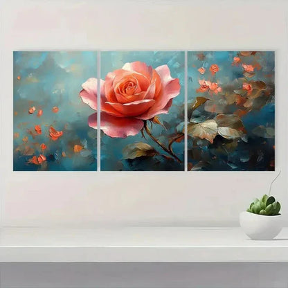 3pcs Abstract Rose Colorful Floral CF Wall Art Set Canvas Unframed - High Quality Print 100% Australian Made Wall Canvas - Bella Home Decor