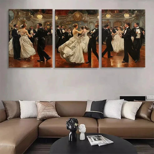 3pcs Elegant Ballroom Dance Couples Wall Art Canvas Unframed - High Quality Print 100% Australian Made Wall Canvas