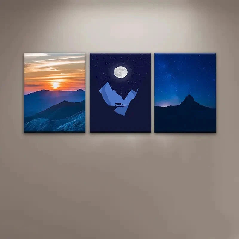 3pcs Sunrise & Nighttime Adventure Perfect Wall Art Set Canvas Framed 40x60cm - High Quality Print 100% Australian Made Wall Canvas Ready to Hang - Bella Home Decor