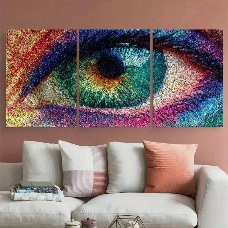 3pcs Abstract Aesthetic Colorful Eyes Perfect Wall Art Set Canvas Framed 60x90cm - High Quality Print 100% Australian Made Wall Canvas Ready to Hang - Bella Home Decor