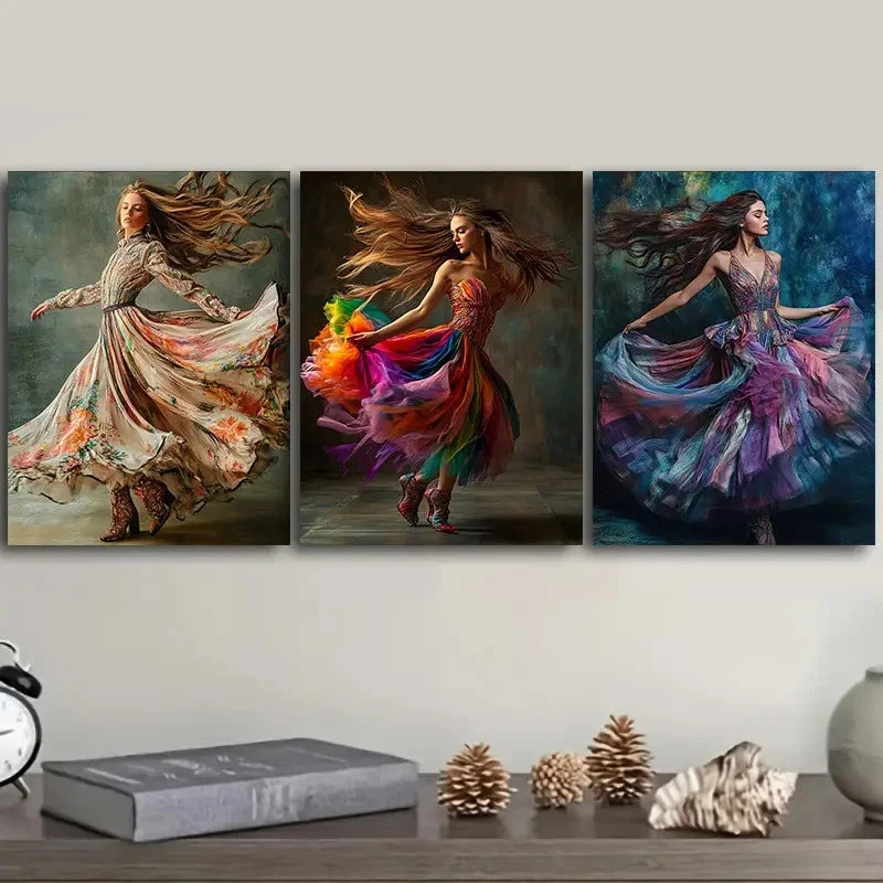 3pcs Women dance Wall Art Set Canvas Framed 40x60cm - High Quality Print 100% Australian Made Wall Canvas Ready to Hang - Bella Home Decor