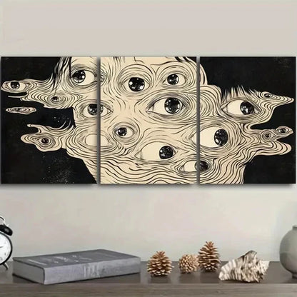 3pcs Face Made of Many Eyes Decoration Wall Art Canvas Unframed - High Quality Print 100% Australian Made Wall Canvas